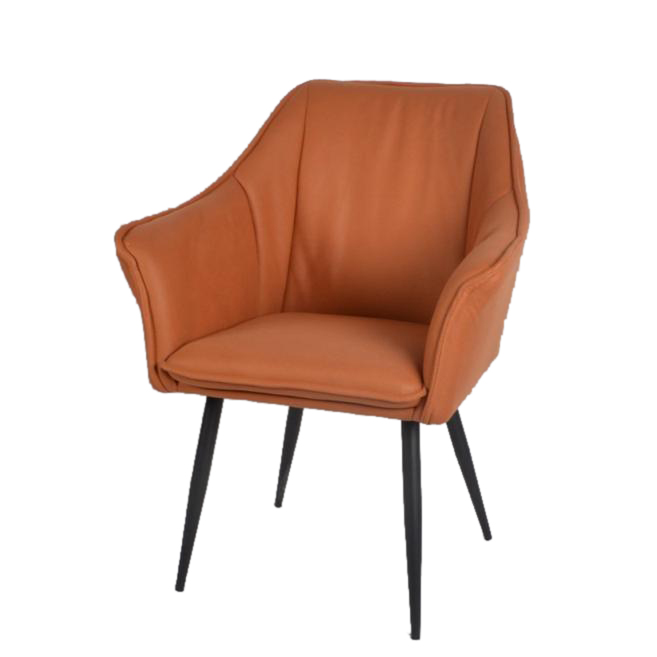 كرسي مقهى جلد متميز باللون البرتقالي