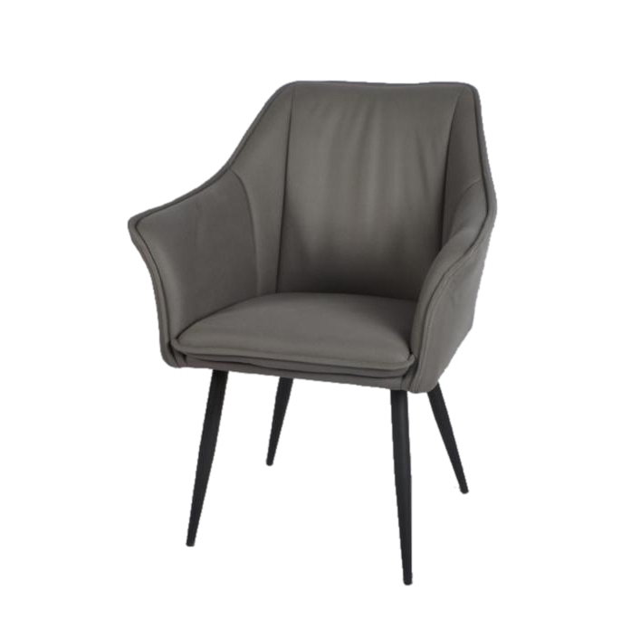 كرسي مقهى جلد متميز باللون الرمادي