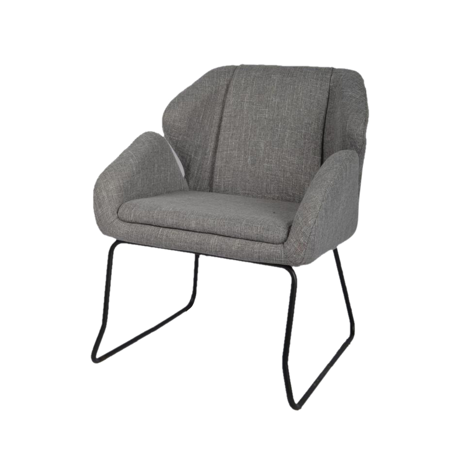 كرسي مقهى قماشي متميز باللون الرمادي