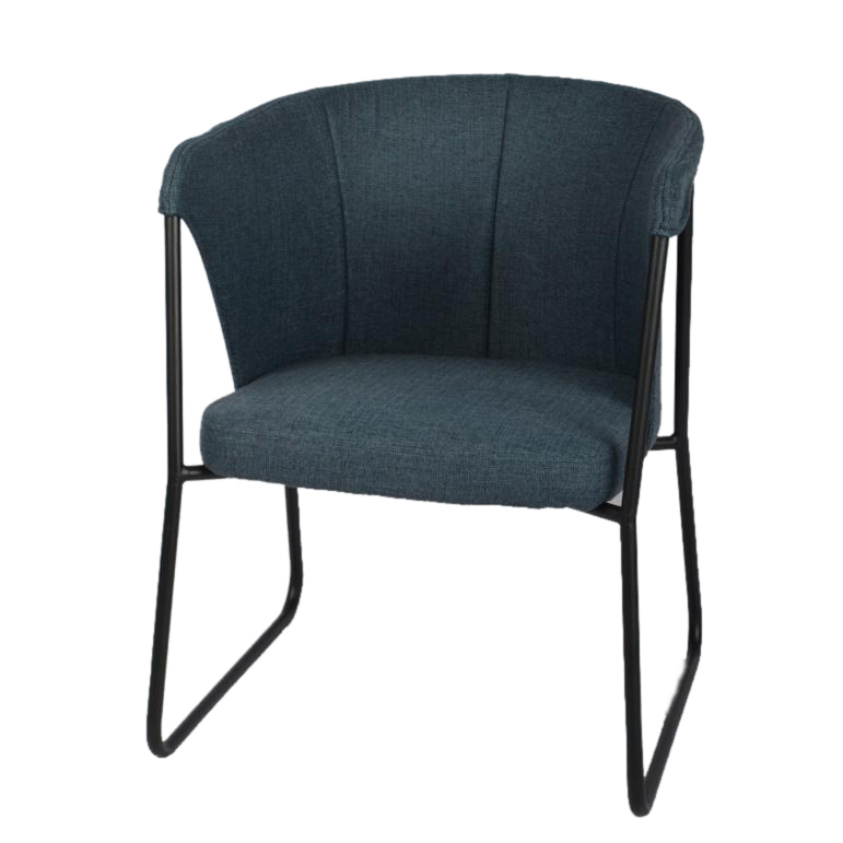 كرسي مقهى قماشي متميز باللون الأزرق