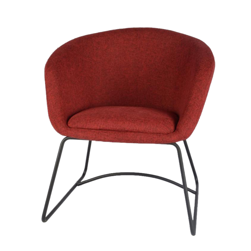 كرسي مقهى قماشي متميز باللون الأحمر