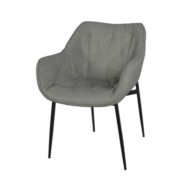 كرسي مقهى جلد متميز باللون الرمادي