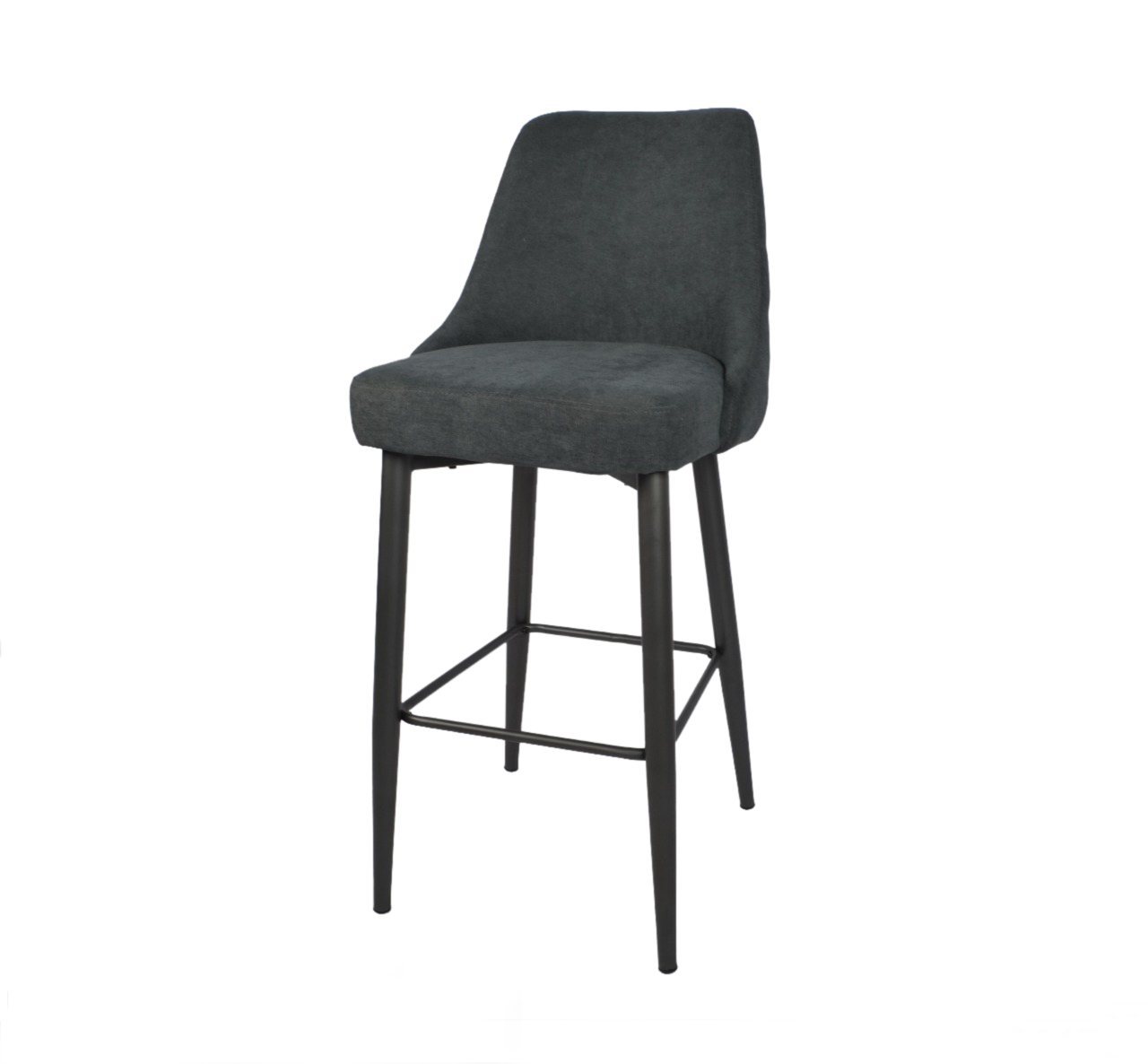 كرسي مرتفع قماشي متميز باللون الرمادي